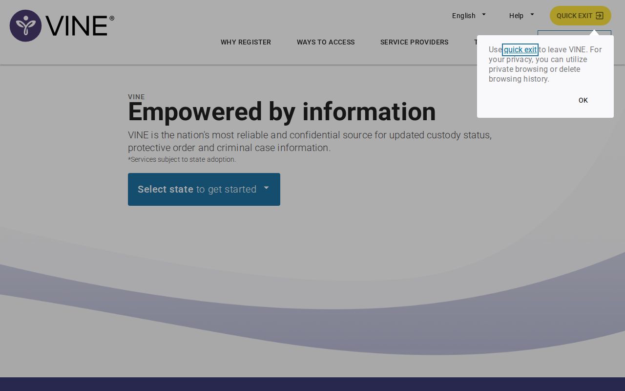 VINELink statewide custody notification interface for Telfair County release updates