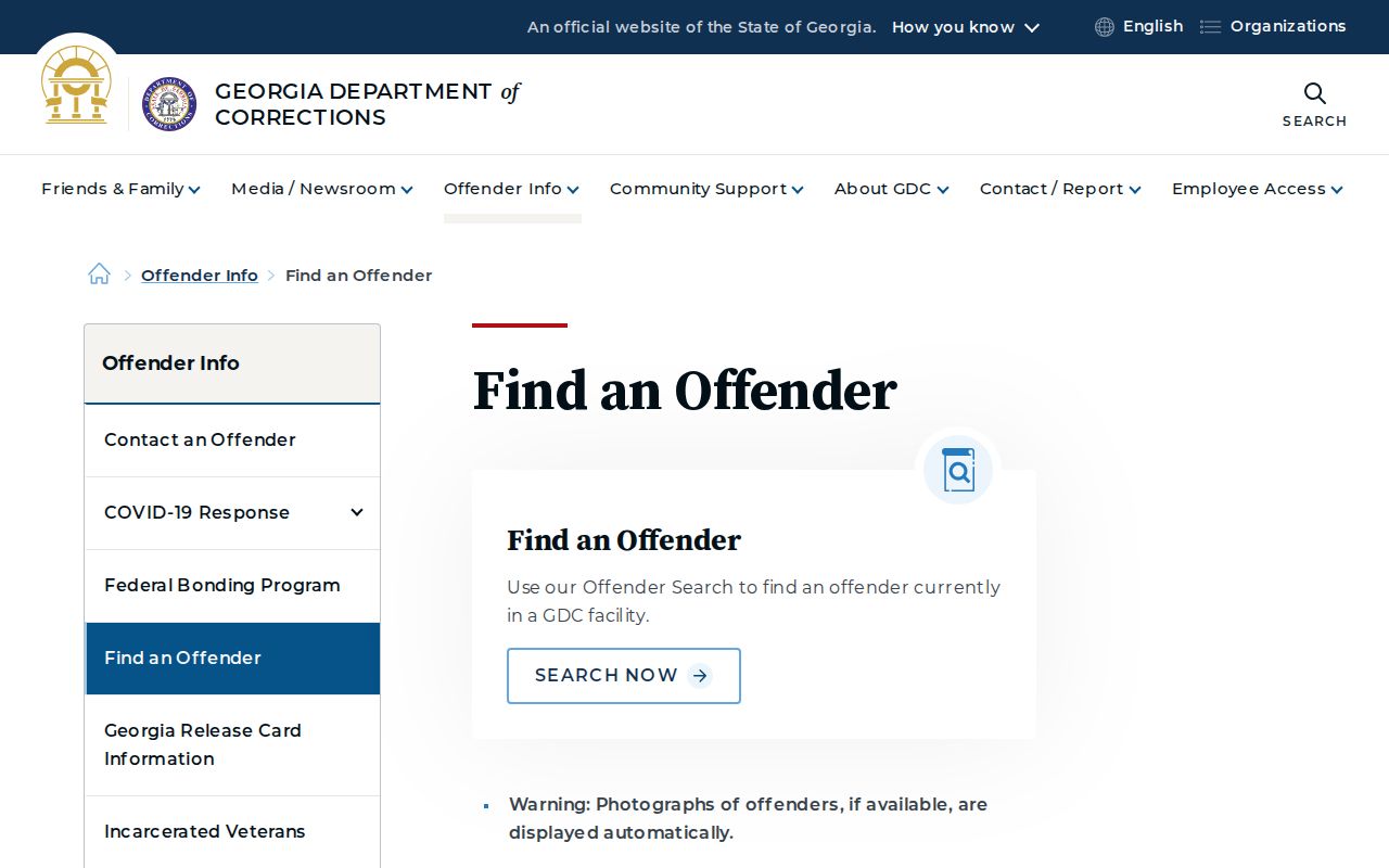 Georgia Department of Corrections Find an Offender search for Telfair County custody follow-up