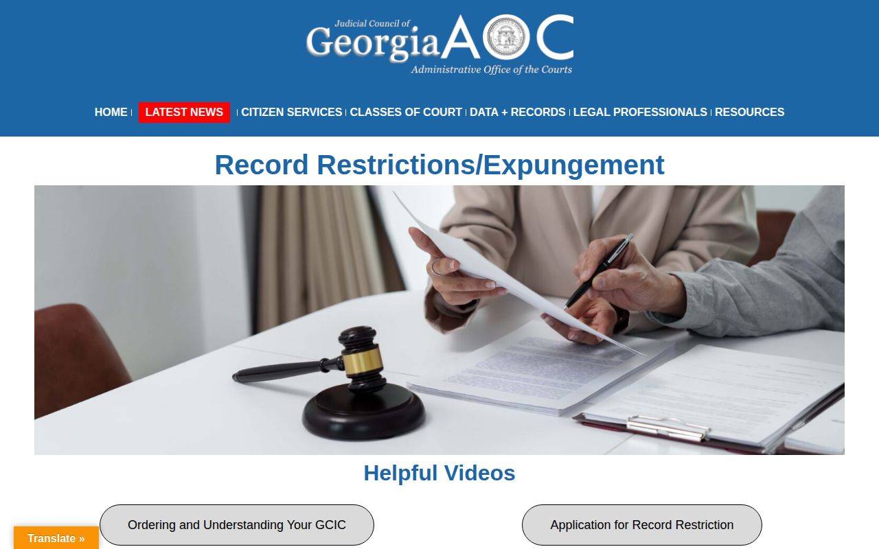 Georgia Courts record restriction and expungement resource for Telfair County arrest records