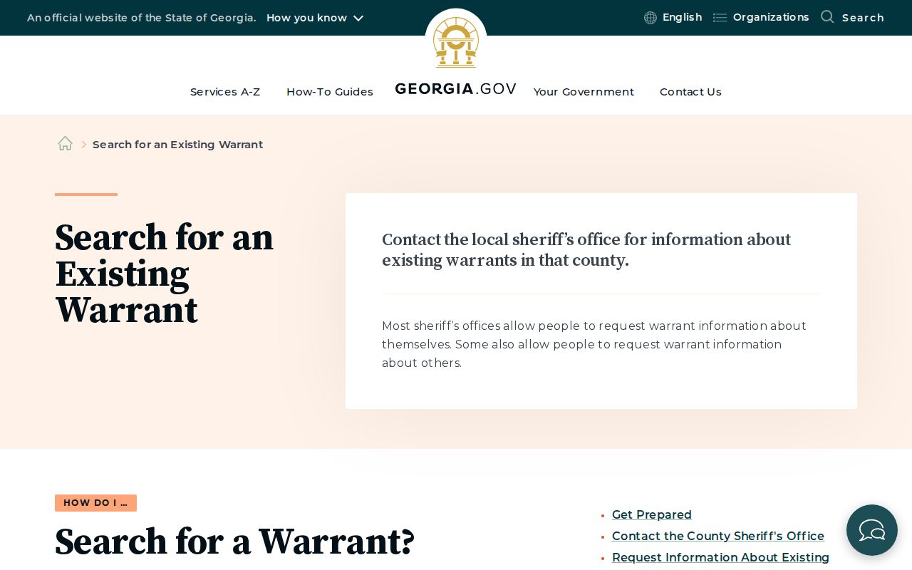 Georgia warrant-check instructions for Telfair County warrant research